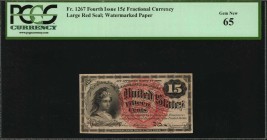 Fourth Issue

Fr. 1267. 15 Cent. Fourth Issue. PCGS Currency Gem New 65.

Large red seal. Watermarked paper.

Estimate: $ 250 - 350