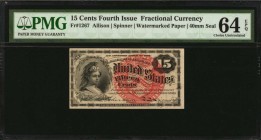 Fourth Issue

Fr. 1267. 15 Cent. Fourth Issue. PMG Choice Uncirculated 64 EPQ.

Watermarked paper. 40mm seal. Nearly Gem.

Estimate: $ 125 - 175