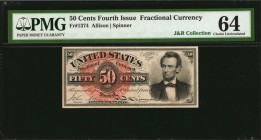Fourth Issue

Fr. 1374. 50 Cent. Fourth Issue. PMG Choice Uncirculated 64.

With red plate #9. This Fourth Issue Lincoln note is undoubtedly the m...