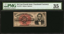 Fourth Issue

Fr. 1374. 50 Cent. Fourth Issue. PMG Choice Very Fine 35.

A mid-grade example of this 50 Cent fractional, which displays Abraham Li...