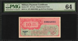 Military Payment Certificate

Military Payment Certificate. Series 471. 10 Cent. Replacement. PMG Choice Uncirculated 64.

First Printing Replacem...