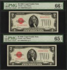 Legal Tender Notes

Lot of (2) Fr. 1501. 1928 $2 Legal Tender Note. PMG Gem Uncirculated 65 EPQ & 66 EPQ. Consecutive.

Bright paper, appealing em...