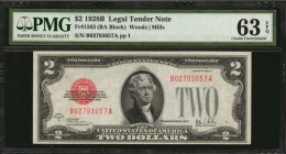 Legal Tender Notes

Fr. 1503. 1928B $2 Legal Tender Note. PMG Choice Uncirculated 63 EPQ.

Beautiful bright colors and crisp paper quality on this...