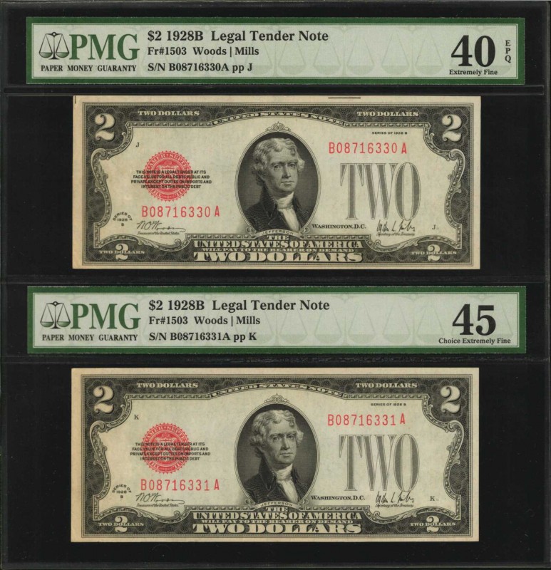 Legal Tender Notes

Lot of (2) Fr. 1503. 1928B $2 Legal Tender Note. PMG Extre...