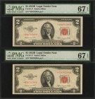 Legal Tender Notes

Lot of (2) Fr. 1511*. 1953B $2 Legal Tender Star Notes. PMG Superb Gem Uncirculated 67 EPQ. Consecutive.

A duo of exceptional...