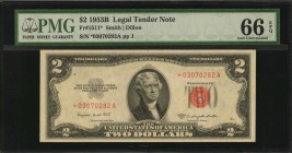 Legal Tender Notes

Lot of (2) Fr. 1511*. 1953B $2 Legal Tender Star Notes. PMG Gem Uncirculated 66 EPQ. Consecutive.

A duo of high grade consecu...