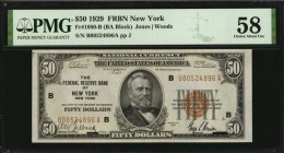 Federal Reserve Bank Notes

Fr. 1880-B. 1929 $50 Federal Reserve Bank Note. New York. PMG Choice About Uncirculated 58.

Bright paper and dark bro...