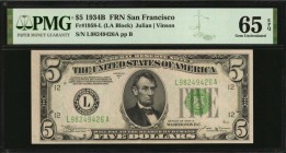 Federal Reserve Notes

Fr. 1958-L. 1934B $5 Federal Reserve Note. San Francisco. PMG Gem Uncirculated 65 EPQ.

A strong Gem example of this Key di...