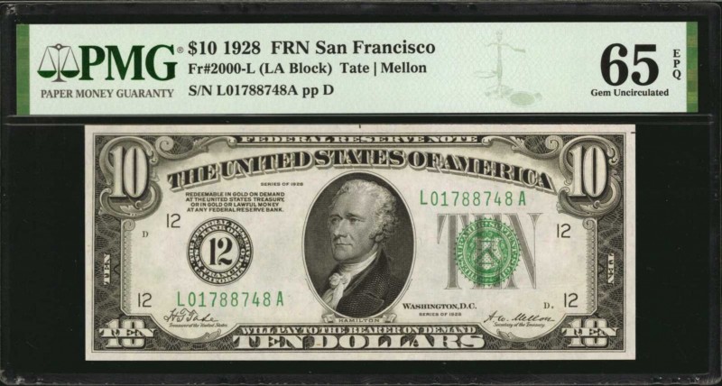 Federal Reserve Notes

Fr. 2000-L. 1928 $10 Federal Reserve Note. San Francisc...