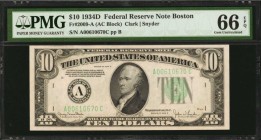 Federal Reserve Notes

Fr. 2009-A. 1934D $10 Federal Reserve Note. Boston. PMG Gem Uncirculated 66 EPQ.

Appealing embossing is found on this Gem ...
