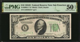 Federal Reserve Notes

Fr. 2009-L*. 1934D $10 Federal Reserve Star Note. San Francisco. PMG About Uncirculated 50 EPQ.

An exceedingly rare star n...