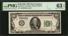 Federal Reserve Notes

Fr. 2150-L. 1928 $100 Federal Reserve Note. San Francisco. PMG Choice Uncirculated 63 EPQ.

A lovely example of this scarce...