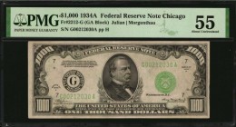Federal Reserve Notes

Fr. 2212-G. 1934A $1000 Federal Reserve Note. Chicago. PMG About Uncirculated 55.

PMG comments "Minor Ink", on this otherw...
