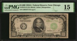 Federal Reserve Notes

Fr. 2212-G. 1934A $1000 Federal Reserve Note. Chicago. PMG Choice Fine 15.

A Choice Fine example of this Chicago high deno...