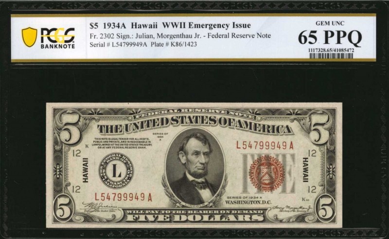 Hawaii Emergency Note

Fr. 2302. $5 Hawaii Emergency Note. PCGS Banknote Gem U...