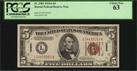 Hawaii Emergency Note

Fr. 2302. 1934A $5 Hawaii Emergency Note. PCGS Currency Choice New 63.

Bright paper and dark brown overprints stand out on...
