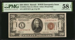 Hawaii Emergency Note

Fr. 2305m. 1934A $20 Hawaii Emergency Mule Note. PMG Choice About Uncirculated 58 EPQ.

A near Uncirculated example of this...