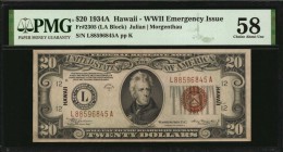 Hawaii Emergency Note

Fr. 2305. 1934A $20 Hawaii Emergency Note. PMG Choice About Uncirculated 58.

Wide margins are found on this $20 WWII era H...