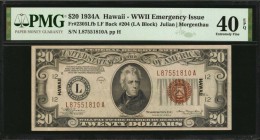 Hawaii Emergency Note

Fr. 2305Lfb. 1934A $20 Hawaii Emergency Note. PMG Extremely Fine 40 EPQ. Late Finish Back Plate.

A pleasing high grade exa...