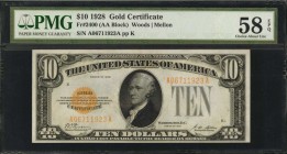Gold Certificates

Fr. 2400. 1928 $10 Gold Certificate. PMG Choice About Uncirculated 58 EPQ.

An always popular Gold Certificate design, found wi...