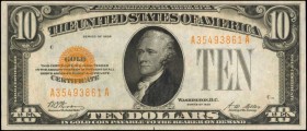 Gold Certificates

Fr. 2400. 1928 $10 Gold Certificate. Choice Very Fine.

Dark gold overprints remain on this 1928 $10 Gold Certificates.

From...