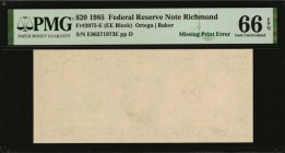 Blank Reverse

Fr. 2075-E. 1985 $20 Federal Reserve Note. Richmond. PMG Gem Uncirculated 66 EPQ. Missing Print Error.

Punch through embossing pop...