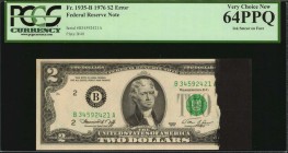 Ink Smears

Fr. 1935-B. 1976 $20 Federal Reserve Note. New York. PCGS Currency Very Choice New 64 PPQ. Ink Smear on Face.

This nearly Gem 1976 $2...