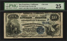 California

San Francisco, California. $10 1882 Value Back. Fr. 577. The Wells Fargo Nevada NB. Charter #5105. PMG Very Fine 25.

Stamped signatur...