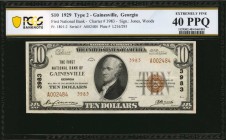 Georgia

Gainesville, Georgia. $10 1929 Ty. 2. Fr. 1801-2. The First NB. Charter #3983. PCGS Banknote Extremely Fine 40 PPQ.

Bright paper, dark b...