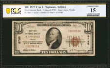 Indiana

Nappanee, Indiana. $10 1929 Ty. 1. Fr. 1801-1. The First NB. Charter #8785. PCGS Banknote Choice Fine 15.

An even dozen small size notes...