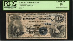 Iowa

Odebolt, Iowa. $10 1882 Date Back. Fr. 539. The First NB. Charter #4511. PCGS Currency Fine 12 Apparent. Washed, Signatures Redrawn.

This n...