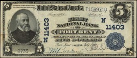 Maine

Fort Kent, Maine. $5 1902 Plain Back. Fr. 606. The First NB. Charter #11403. Very Fine.

Light stains are found on this Aroostook County is...