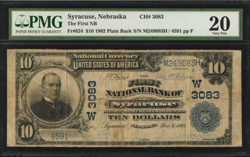 Nebraska

Syracuse, Nebraska. $10 1902 Plain Back. Fr. 624. The First NB. Char...