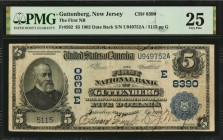 New Jersey

Guttenberg, New Jersey. $5 1902 Date Back. Fr. 592. The First NB. Charter #8390. PMG Very Fine 25.

A radar serial number of "5115" is...