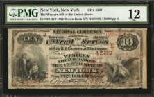New York

New York, New York. 1882 Brown Back $10 Fr. 490. The Western NB of the United States. Charter #4567. PMG Fine 12.

The third bank title ...