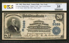 New York

Seneca Falls, New York. 1902 Plain Back $20 Fr. 650. The Exchange NB. Charter #3329. PCGS Banknote Choice Very Fine 35.

A mid grade exa...
