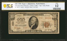 North Dakota

Jamestown, North Dakota. $10 1929 Ty. 2. Fr. 1801-2. The James River NB & TC. Charter #2580. PCGS Banknote Fine 12.

The second titl...