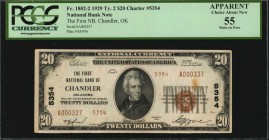 Oklahoma

Chandler, Oklahoma. $20 1929 Ty. 2. Fr. 1802-2. The First NB. Charter #5354. PCGS Currency Choice About New 55 Apparent. Stain on Face.
...