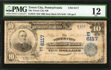 Pennsylvania

Tower City, Pennsylvania. $10 1902 Date Back. Fr. 616. The Tower City NB. Charter #6117. PMG Fine 12.

While at first glance this Th...