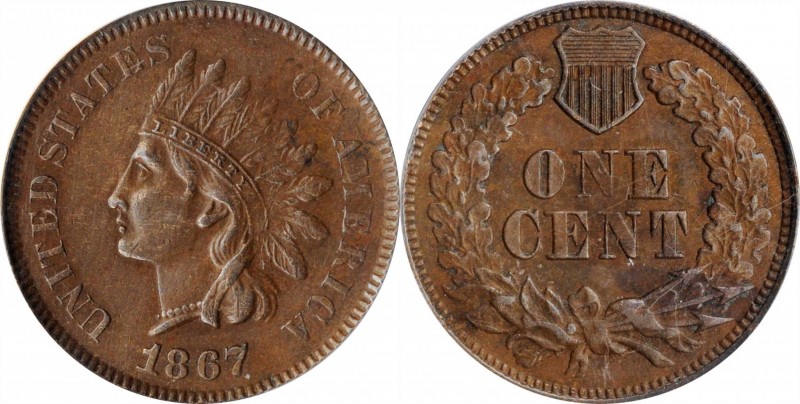 Indian Cent

1867 Indian Cent. Snow-5b. Repunched Date. AU-58 (ANACS).

PCGS...