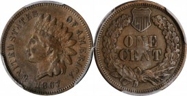 Indian Cent

1867 Indian Cent. EF-40 (PCGS).

PCGS# 2088. NGC ID: 227R.

Estimate: $ 150