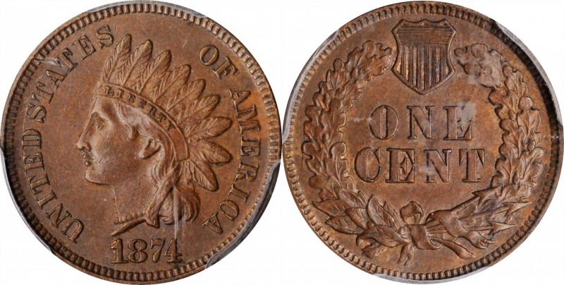 Indian Cent

1874 Indian Cent. MS-63 BN (PCGS).

PCGS# 2118. NGC ID: 227Z.
...