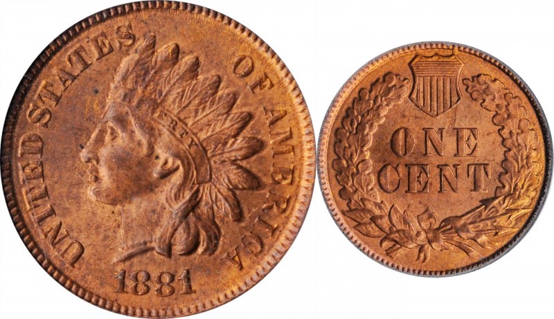Indian Cent

1881 Indian Cent. MS-63 RB (PCGS).

PCGS# 2140. NGC ID: 2288.
...