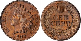 Indian Cent

1903 Indian Cent. MS-64 RB (PCGS).

PCGS# 2215. NGC ID: 228Y.

From the Dr. Jeffrey A. Rudolph Collection.

Estimate: $ 100