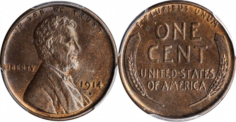 Lincoln Cent

1914-S Lincoln Cent. MS-64 BN (PCGS).

PCGS# 2474. NGC ID: 22B...