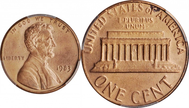 Lincoln Cent

1983 Lincoln Cent. FS-801. Doubled Die Reverse. MS-64 RD (PCGS)....