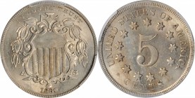 Shield Nickel

1869 Shield Nickel. MS-64 (PCGS).

PCGS# 3796. NGC ID: 22P3.

Estimate: $ 300