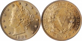 Liberty Head Nickel

1889 Liberty Head Nickel. Proof-66 (PCGS).

PCGS# 3887. NGC ID: 277X.

Estimate: $ 600