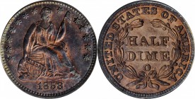 Liberty Seated Half Dime

1858-O Liberty Seated Half Dime. MS-64 (PCGS).

PCGS# 4369. NGC ID: 233V.

From the Steve Studer Collection.

Estima...