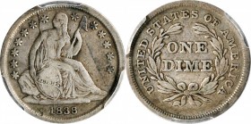 Liberty Seated Dime

1838 Liberty Seated Dime. No Drapery. Fortin-106. Rarity-3. Large Stars. VF-20 (PCGS).

PCGS# 4568. NGC ID: 237U.

Estimate...